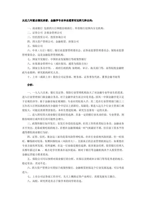 金融学专业毕业生的就业前景分析