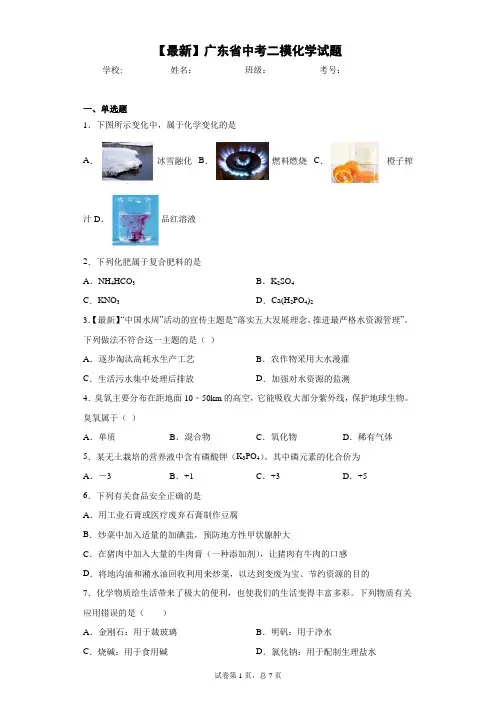 2021年广东省中考二模化学试题