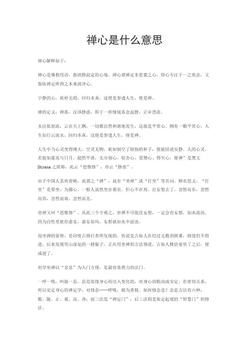 禅心是什么意思
