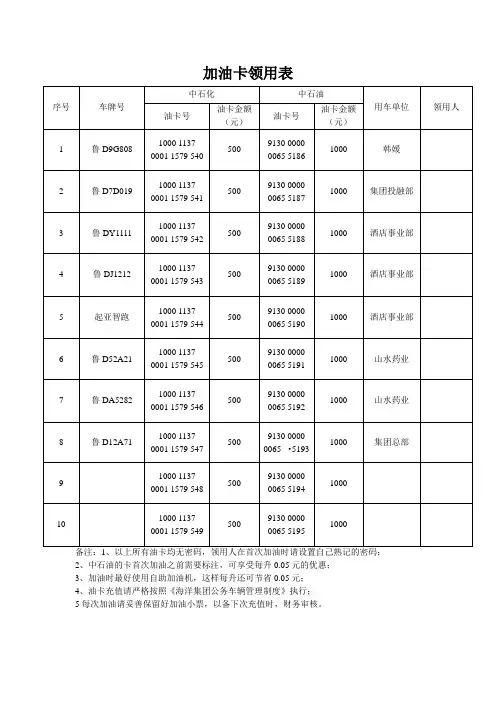 油卡领用记录