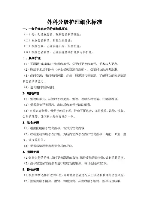 外科分级护理细化标准