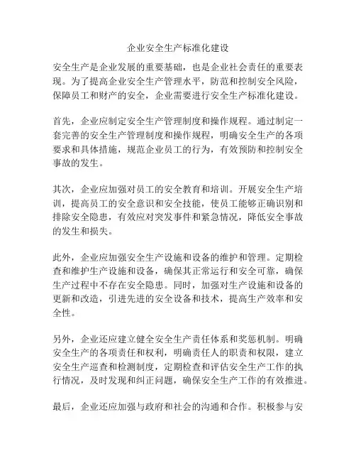 企业安全生产标准化建设
