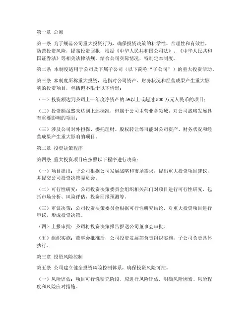 公司重大投资管理制度