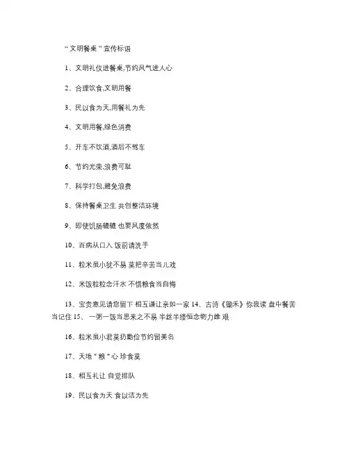 4.文明餐桌宣传标语及提示牌内容.