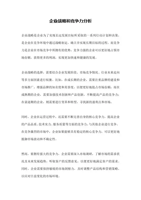 企业战略和竞争力分析