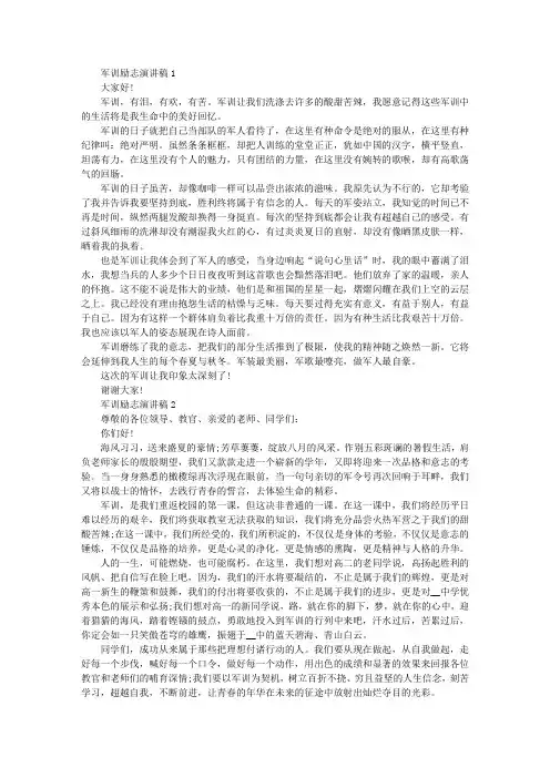 军训励志演讲稿9篇