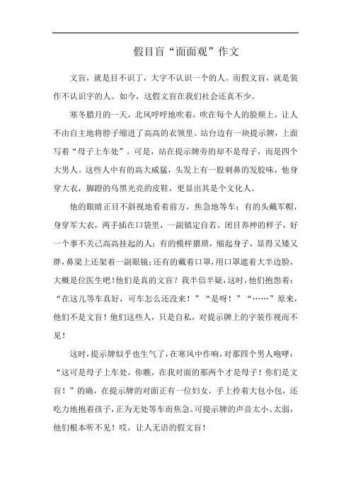 假目盲“面面观”作文
