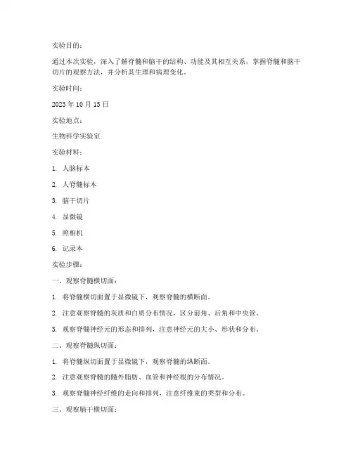 脊髓脑干实验报告