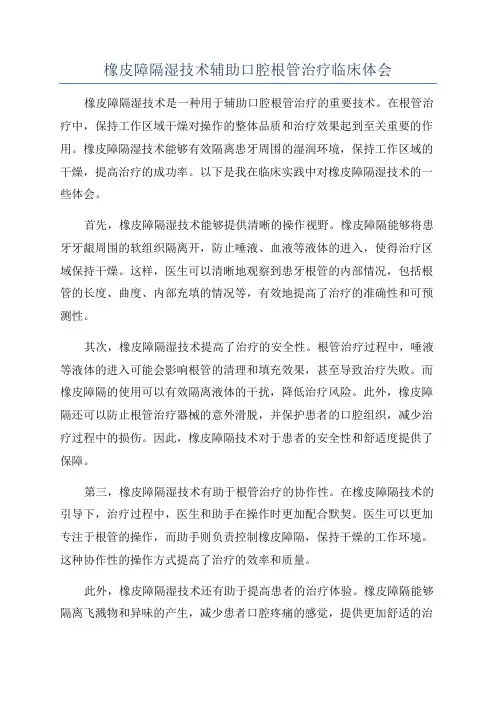 橡皮障隔湿技术辅助口腔根管治疗临床体会