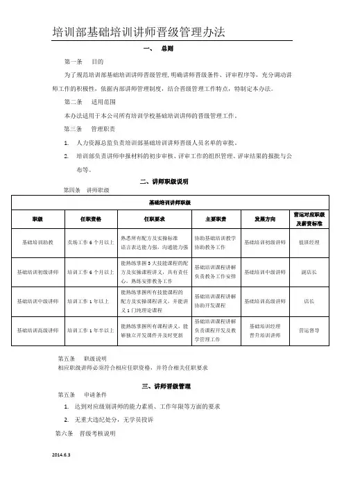 讲师晋级管理办法