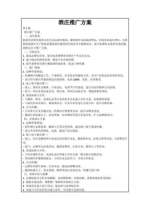 酒庄推广方案