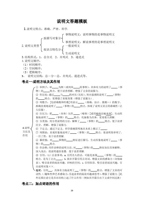 初中语文说明文答题模板