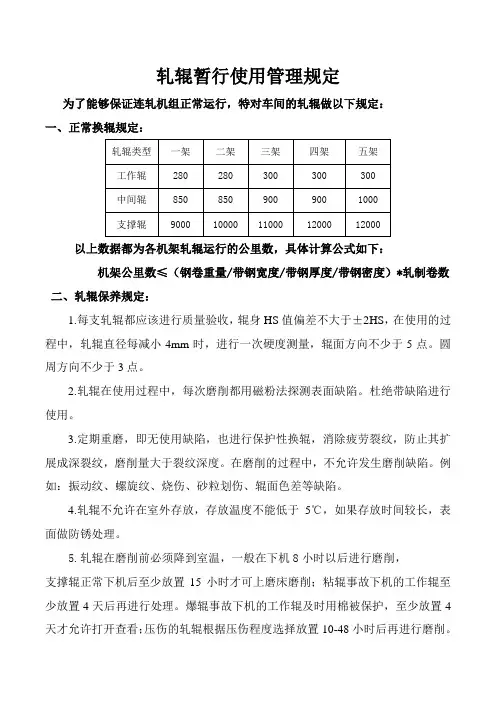 轧辊使用管理