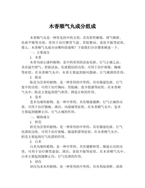 木香顺气丸成分组成