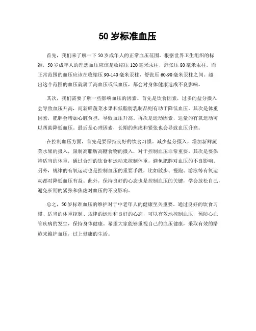 50岁标准血压