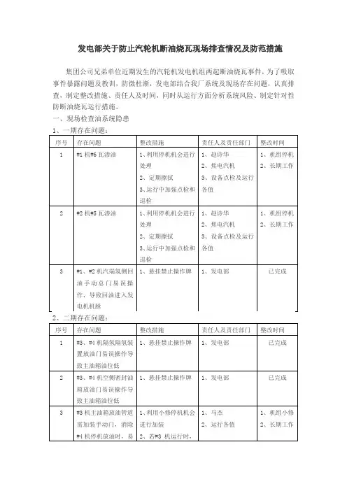 防止汽轮机断油烧瓦情况排查及运行措施