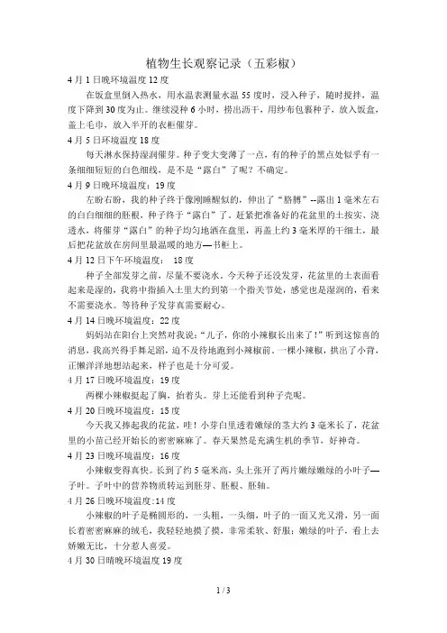 植物生长观察记录