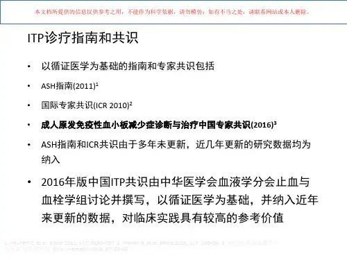 原发性成人血小板减少症ITP指南解读培训课件