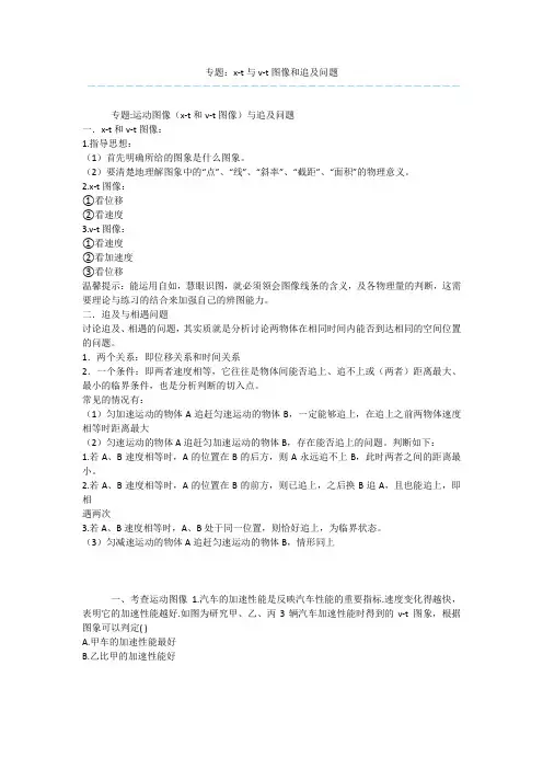 专题：x-t与v-t图像和追及问题