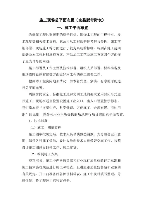 施工现场总平面布置(完整版带附表)