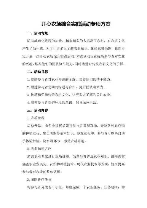 开心农场综合实践活动专项方案