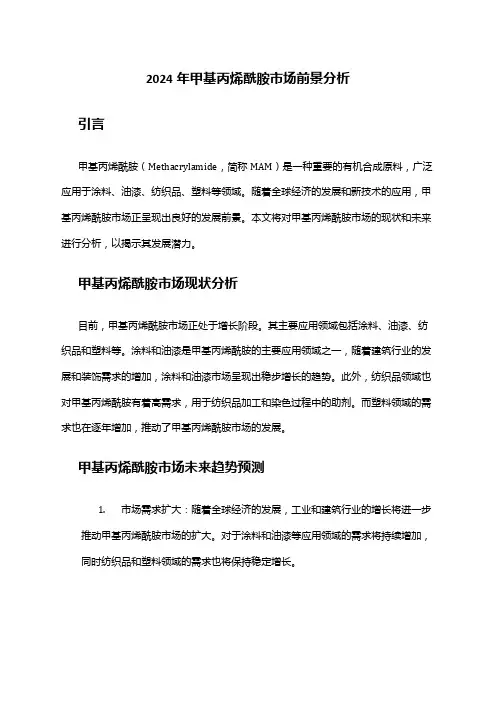 2024年甲基丙烯酰胺市场前景分析