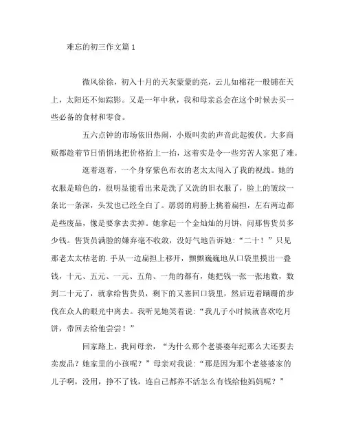 难忘的初三作文7篇