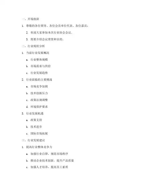 行业协会会议发言稿提纲
