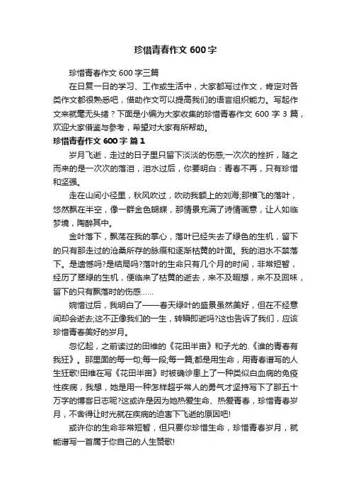 珍惜青春作文600字