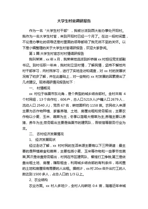 大学生村官调研报告