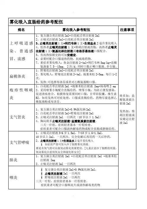 雾化配伍方案