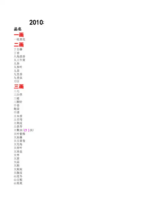 2010年版中国药典中药与饮片贮藏条件