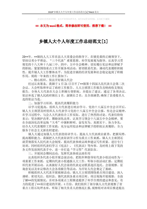 2019-乡镇人大个人年度工作总结范文[1]-word范文 (3页)
