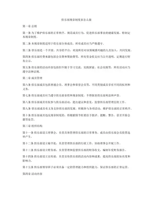 俱乐部规章制度表怎么做