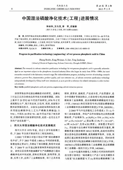 中国湿法磷酸净化技术(工程)进展情况