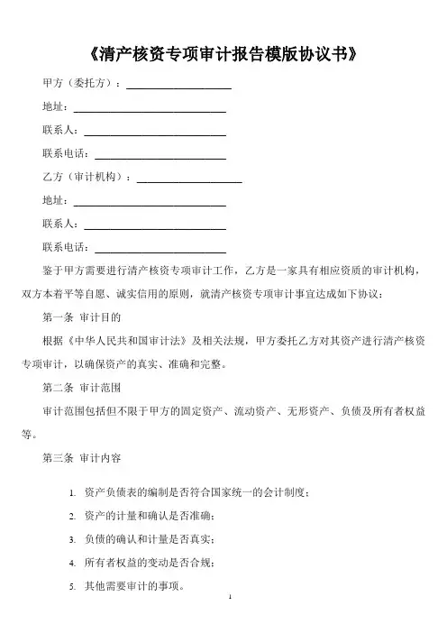 清产核资专项审计报告模版