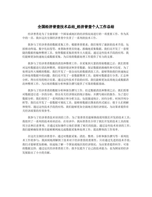 全国经济普查技术总结_经济普查个人工作总结
