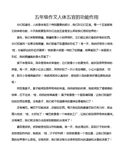 五年级作文人体五官的功能作用
