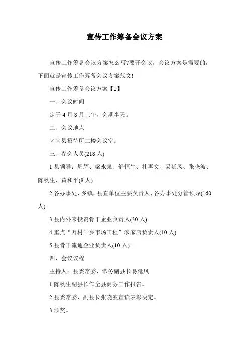 宣传工作筹备会议方案