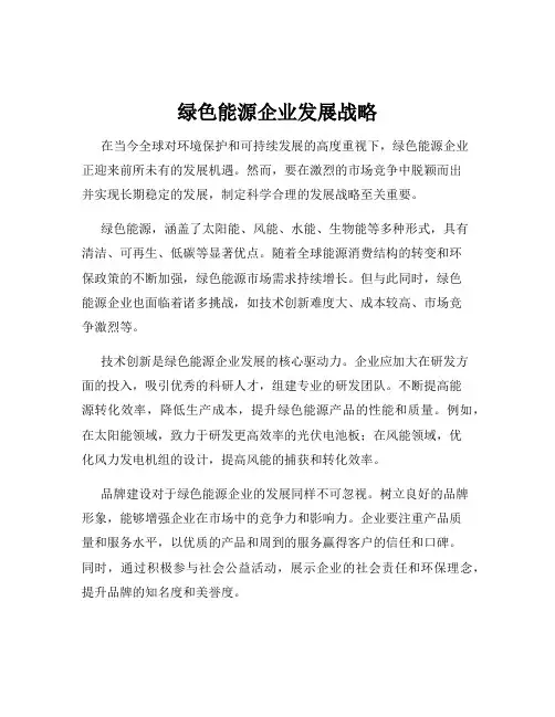 绿色能源企业发展战略
