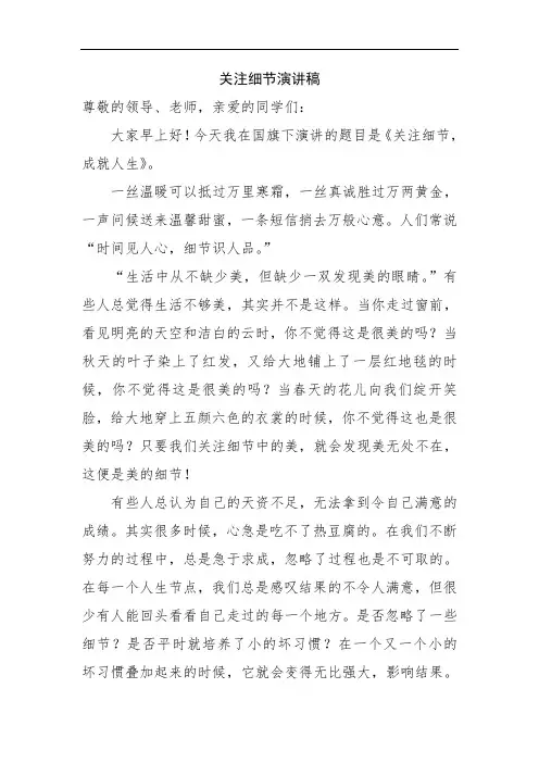 关注细节演讲稿