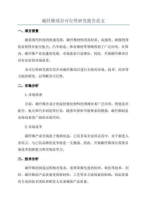 碳纤维项目可行性研究报告范文
