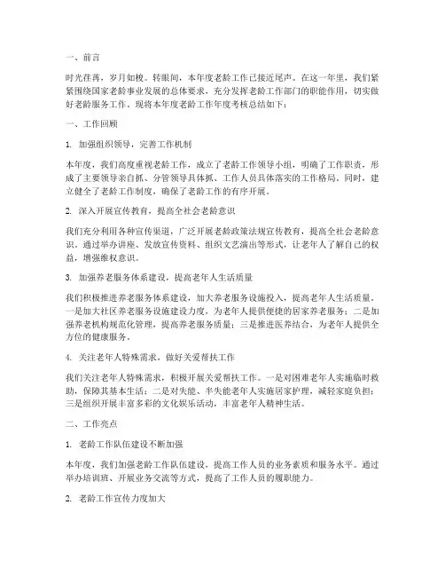 老龄工作年度考核总结范文