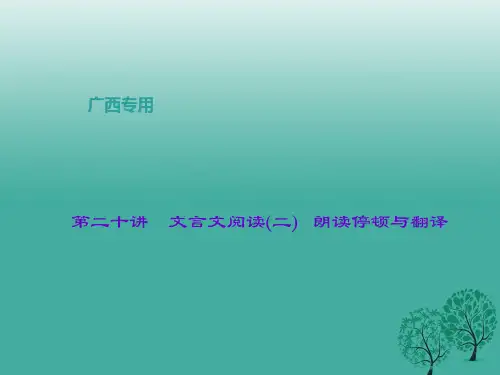 聚焦中考广西地区2017年中考语文总复习专题二古诗文阅读第二十讲文言文阅读二朗读停顿与翻译课件