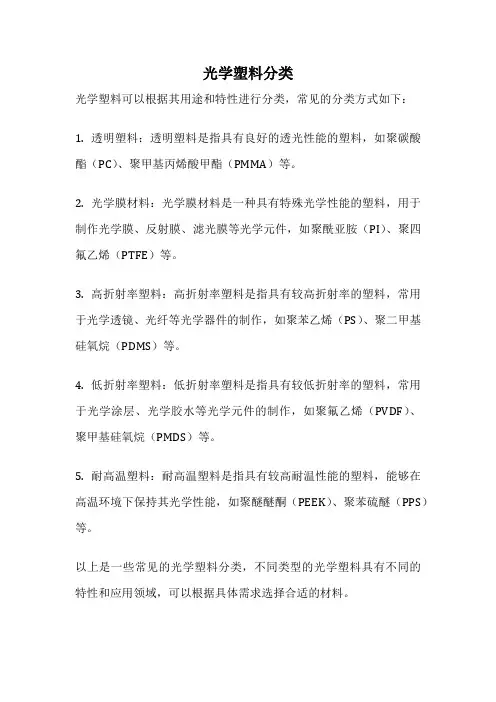 光学塑料分类