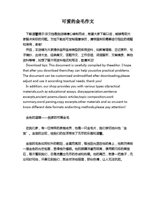 可爱的金毛作文