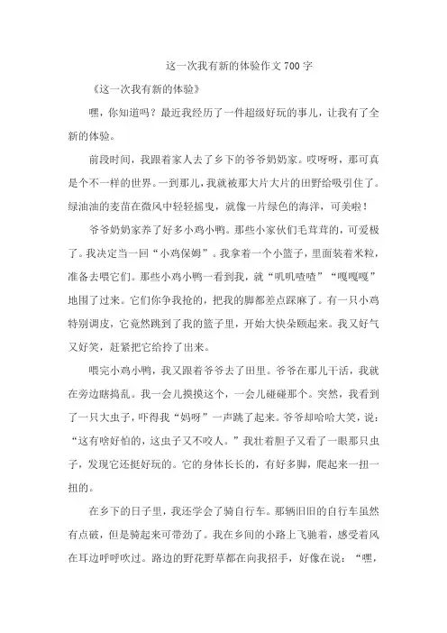 这一次我有新的体验作文700字