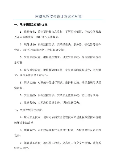 网络视频监控设计方案和对策