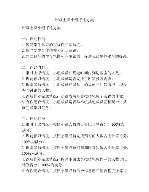 班级上课小组评比方案