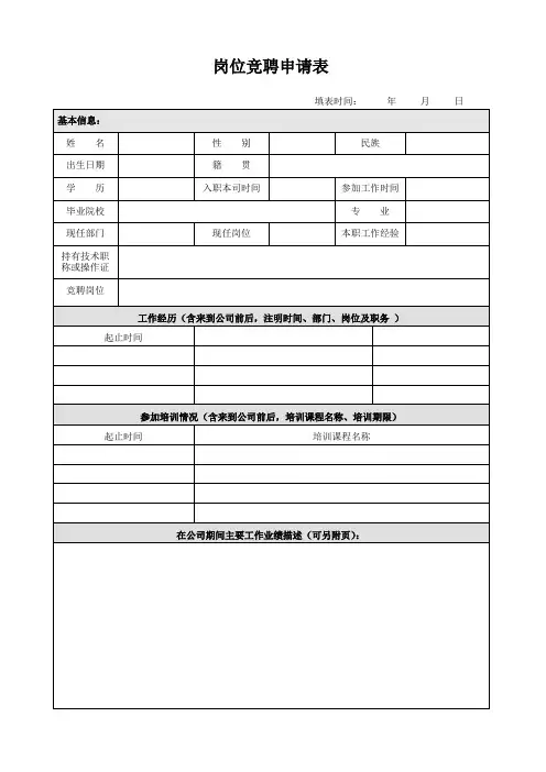 岗位竞聘申请表